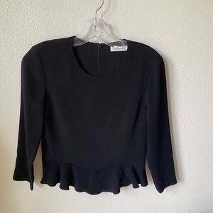 A.L.C. Women’s Ann Peplum Black Blouse Size 0 3/4 Sleeve Workwear Business Top